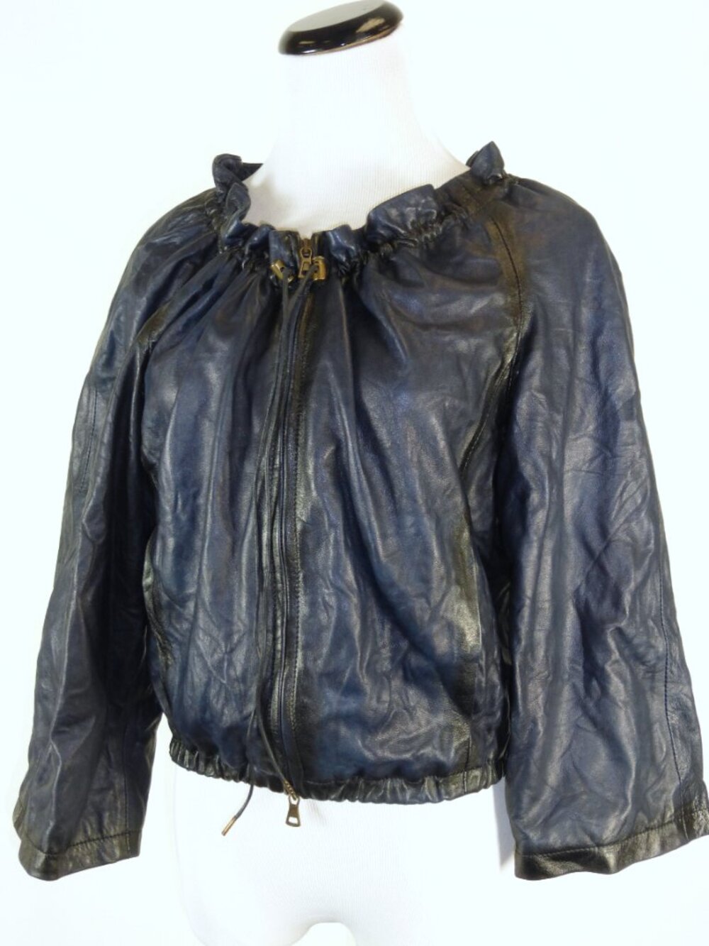 Theory navy blue black ombre Adelay leather jacket Italy P XS S